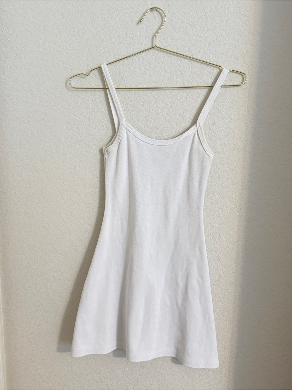 Los Angeles Apparel White Ribbed A-Line Dress